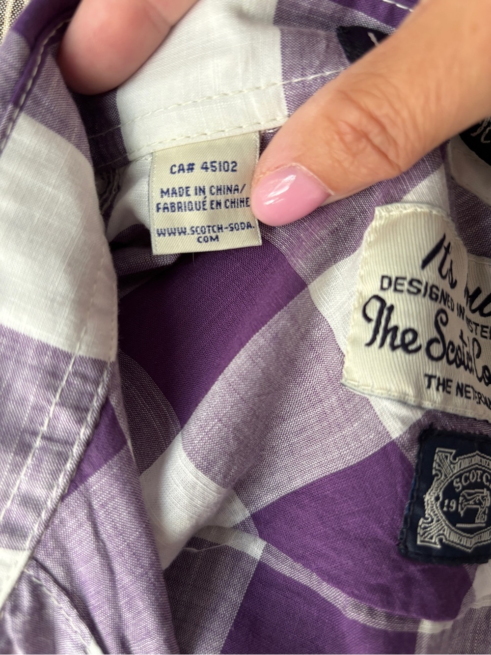 Scotch & Soda Amsterdam Purple White Plaid Button Down Shirt Long Sleeve - Picture 6 of 9